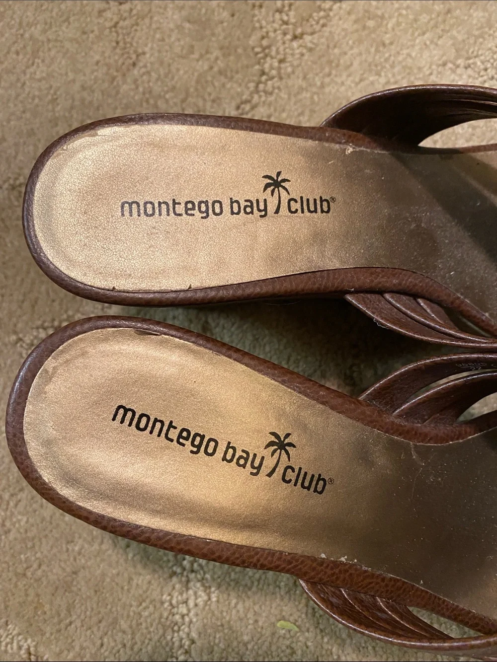 Montego Bay Club Brown Crisscross Wedge Sandals-8 Summer Academia Fall Beach